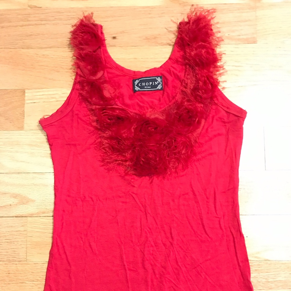 🌹Red Textured Floral Top🌹